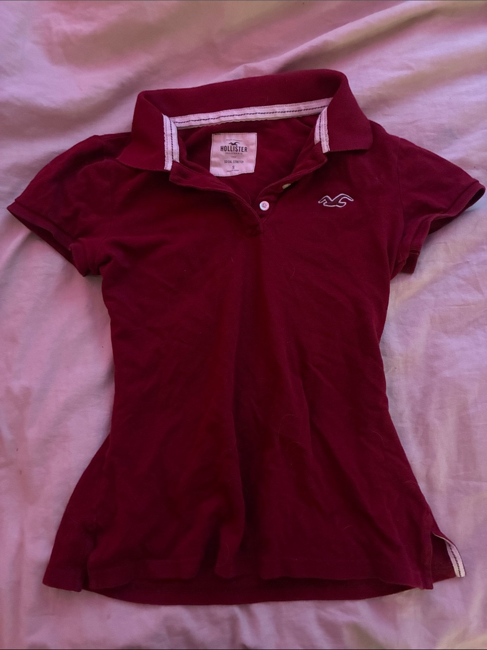 Hollister Women's Polo in Deep Wine Red